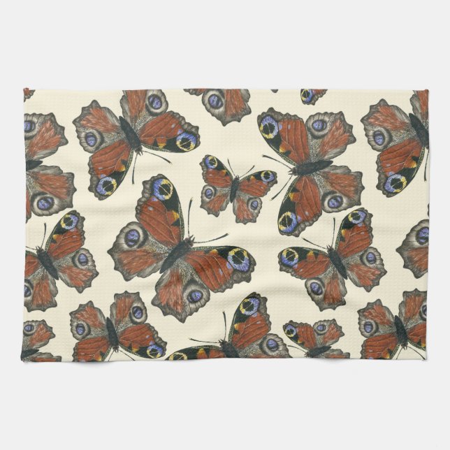 Butterflies watercolor pattern towel (Horizontal)