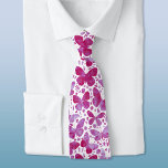 Butterflies Watercolor Pink Neck Tie<br><div class="desc">Magenta pink and white watercolor butterfly painting.
A coordinating tie to match your celebration.</div>