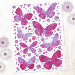 Butterflies Watercolor Pink Postcard<br><div class="desc">Magenta pink and white watercolor butterfly painting.  Original art by Nic Squirrell.</div>