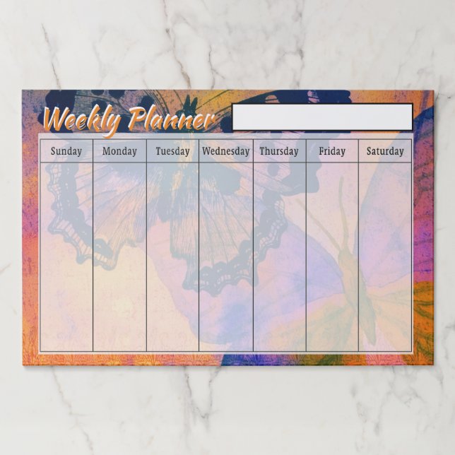 Butterflies Weekly planner sheets Paper Pad (Front)