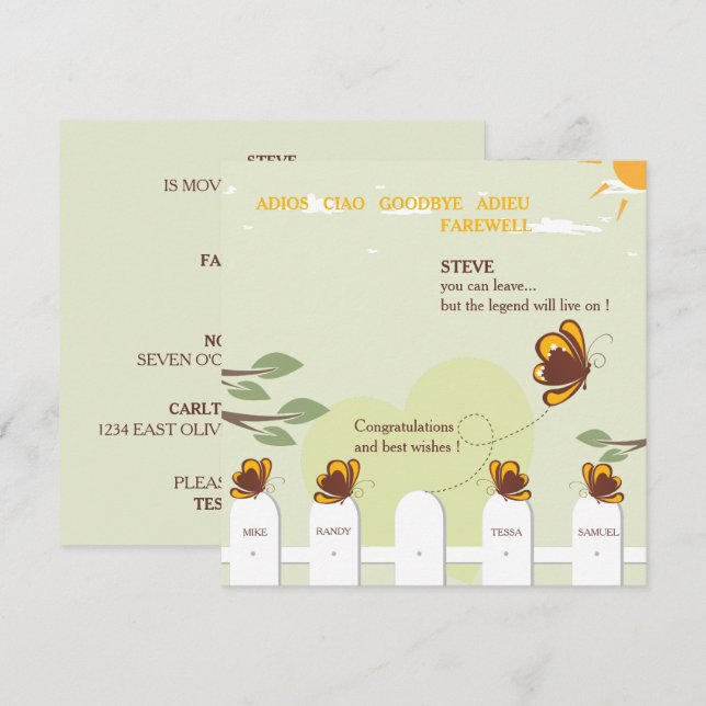 Butterflies Whimsical Farewell Party Invitation (Front/Back)