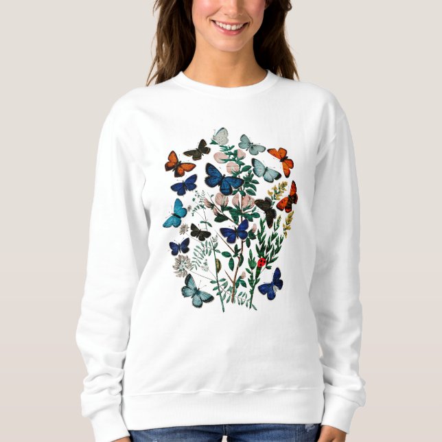 butterflies, whimsical, nature, gift for her, sweatshirt (Front)