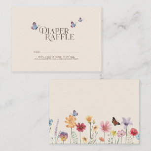 Butterflies & Wildflower Baby Shower Diaper Raffle Enclosure Card