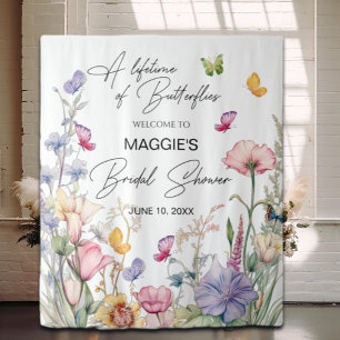 Butterflies Wildflower Bridal Shower Backdrop