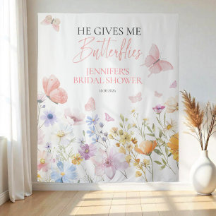 Butterflies Wildflower Bridal Shower Backdrops