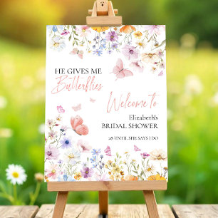 Butterflies Wildflower Bridal Shower Welcome Sign