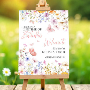 Butterflies Wildflower Bridal Shower Welcome Sign