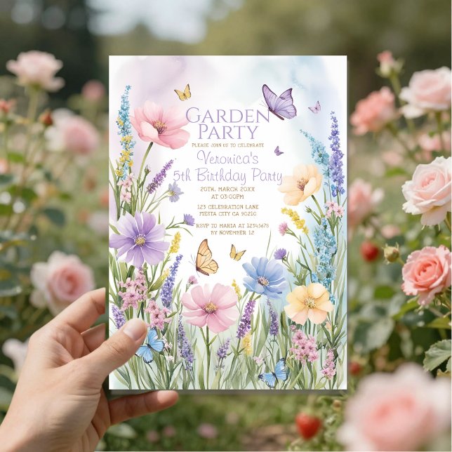 Butterflies Wildflower Garden Party Birthday Invitation (Creator Uploaded)