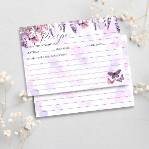 Butterflies Wildflowers Bridal Shower Recipe Card