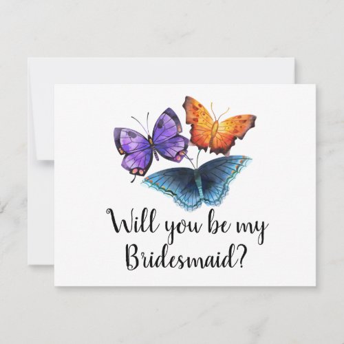 Butterflies Will You Be My Bridesmaid Card