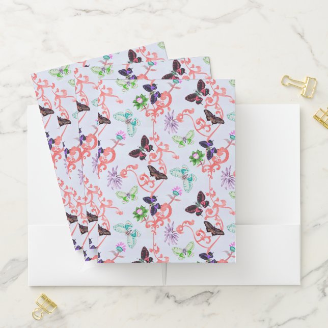 Butterflies William Morris Design Style Pocket Fol Folder (In Situ)
