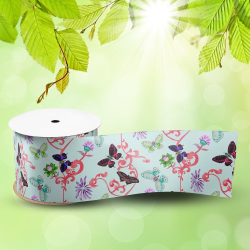 Butterflies William Morris Design Style Satin Ribbon