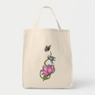 Butterflies with Flower Organic Grocery Tote Bag