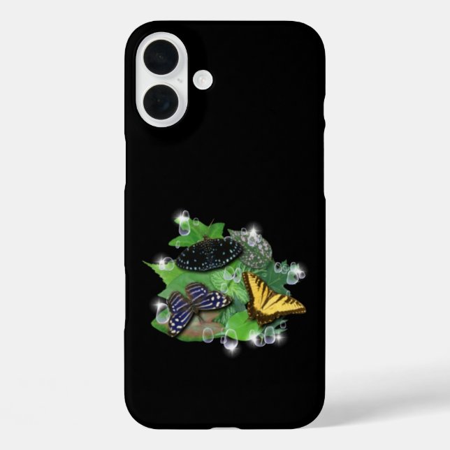 Butterflies with Leaf Raindrops and Stars Case-Mate iPhone Case (Back)