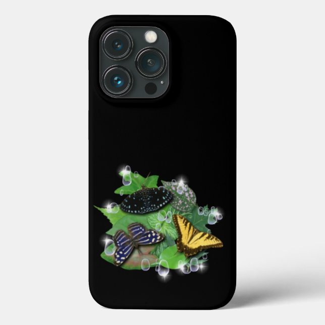 Butterflies with Leaves Raindrops Stars Case-Mate iPhone Case (Back)
