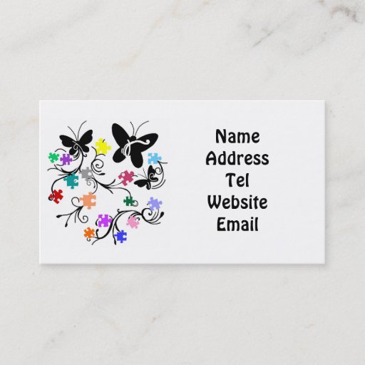 Customizable Butterflies with puzzle pieces business cards
