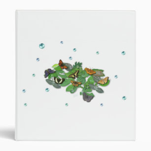 Butterflies with sheets, rain drop, pearls 3 ring binder