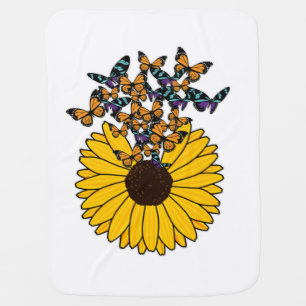 Butterflies with Sunflower Baby Blanket