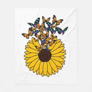 Butterflies with Sunflower Fleece Blanket
