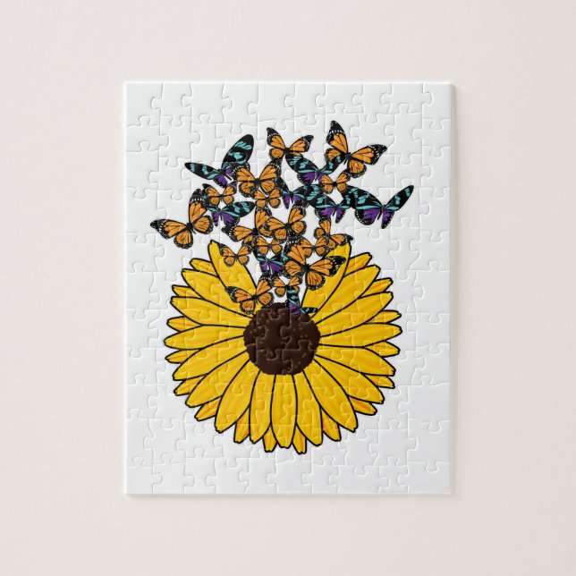 Butterflies with Sunflower Jigsaw Puzzle (Vertical)
