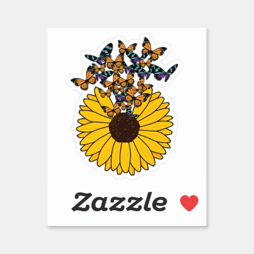 Butterflies with Sunflower Sticker