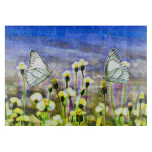 Butterflies Yellow Spring Flower Beautiful Day Art Cutting Board