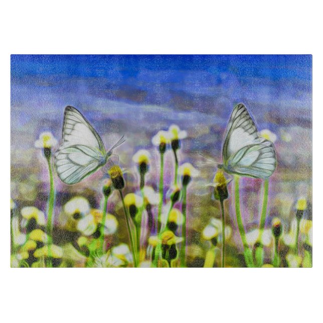 Butterflies Yellow Spring Flower Beautiful Day Art Cutting Board (Front)