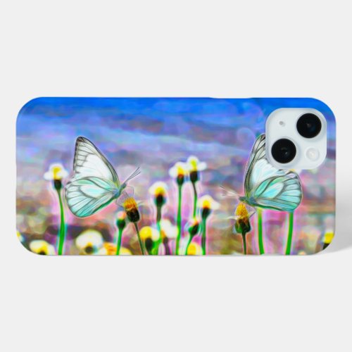 Butterflies Yellow Spring Flowers Blue Sky  iPhone 15 Plus Case