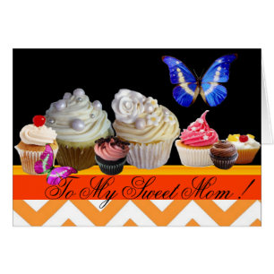 BUTTERFLIES YUMMY CUPCAKES SWEET MOTHER'S DAY CARDS