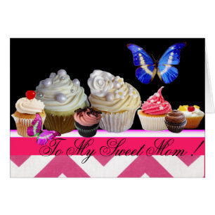 BUTTERFLIES YUMMY CUPCAKES SWEET MOTHER'S DAY CARDS