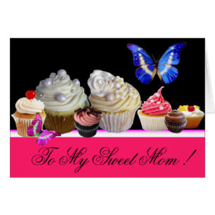 BUTTERFLIES YUMMY CUPCAKES SWEET MOTHER'S DAY CARDS