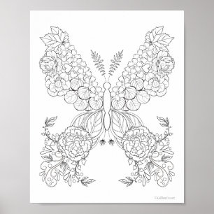 Butterflowers #10 Detailed Coloring Poster