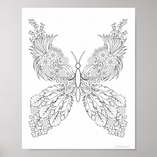 Butterflowers #13 Fantasy Coloring Poster (Front)
