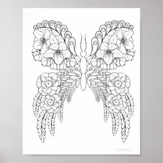 Butterflowers #1 Coloring Poster