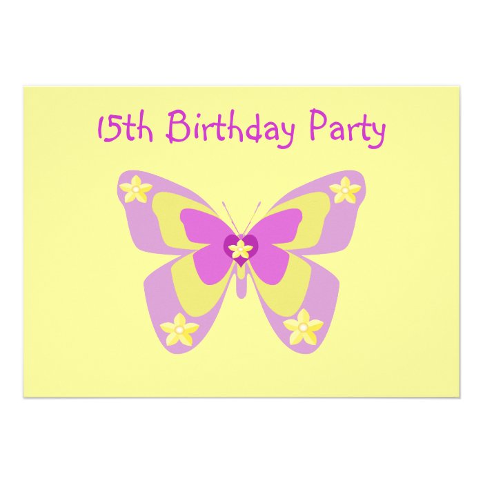 13th Birthday Party Invitation, Butterflies