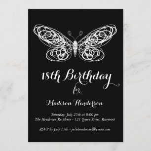 Butterfly 18th Birthday Invitation