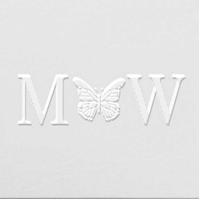 Butterfly #1 Couple Wedding 2 Initial Monogram Embosser (Design)