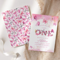 Butterfly 1st Birthday Baby Girl Pink Gold Dust