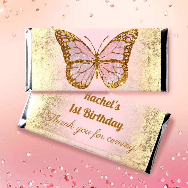 Butterfly 1st Birthday Hershey Bar Favors (Creator Uploaded)
