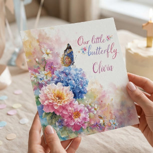 Butterfly 1st Birthday Invitation Pink Floral