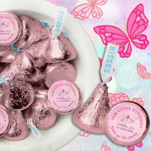 Butterfly 1st Birthday Theme Pink Party Thank You Hershey®'s Kisses®