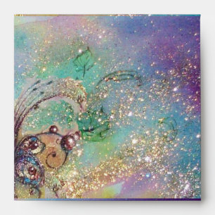 BUTTERFLY 2 ,blue green yellow gold sparkles Envelope