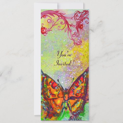 BUTTERFLY 3 bright red yellow purple pink sparkle Invitation