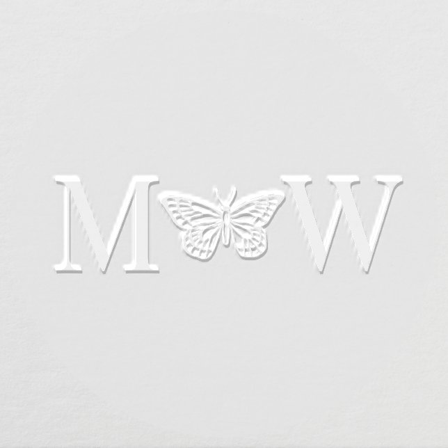 Butterfly #3 Couple Wedding 2 Initial Monogram Embosser (Design)