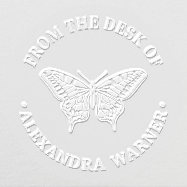 Butterfly #3 Silhouette Round “From the Desk of” Embosser (Design)