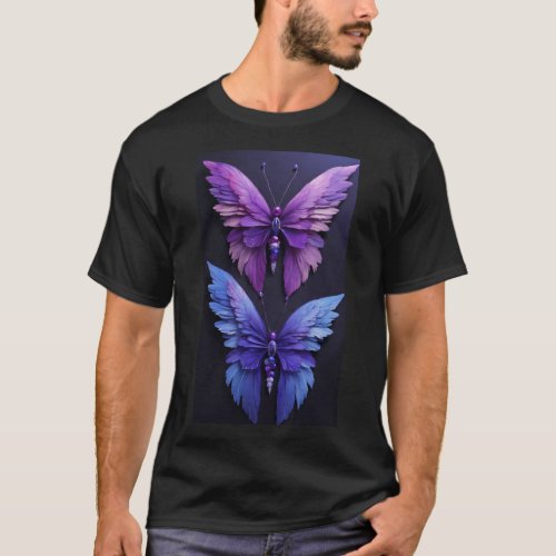 Butterfly 3D Art Pattern Colourful T_Shirt