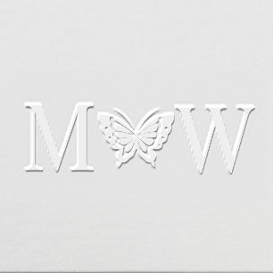 Butterfly #4 Couple Wedding 2 Initial Monogram Embosser