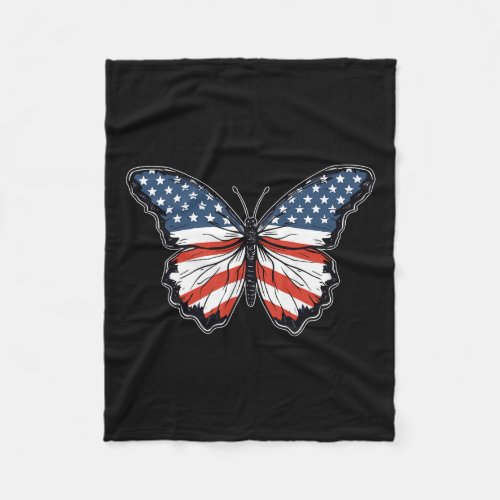Butterfly 4th Of July Patriotic Men Boys American  Fleece Blanket