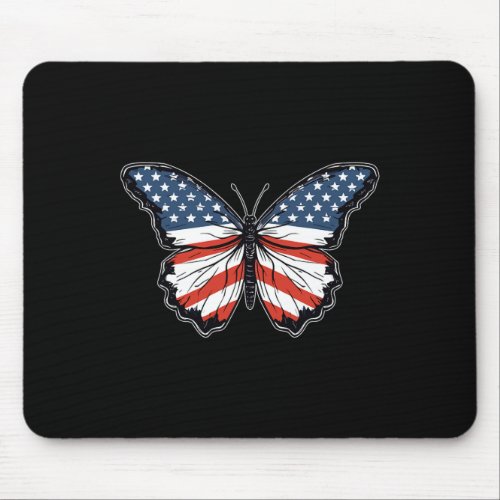 Butterfly 4th Of July Patriotic Men Boys American  Mouse Pad