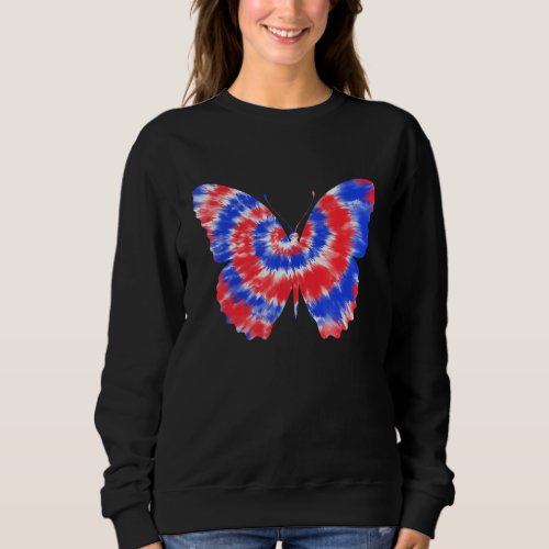 Butterfly 4th Of July Tie Dye Women Adult American Sweatshirt